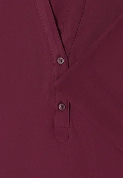 Bluse mit Split Neck und Elastiksaum
