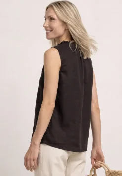 Bluse aus Leinenmix mit Rüschen