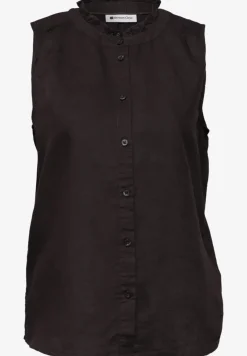 Bluse aus Leinenmix mit Rüschen