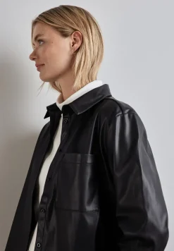Bluse in Leder-Optik
