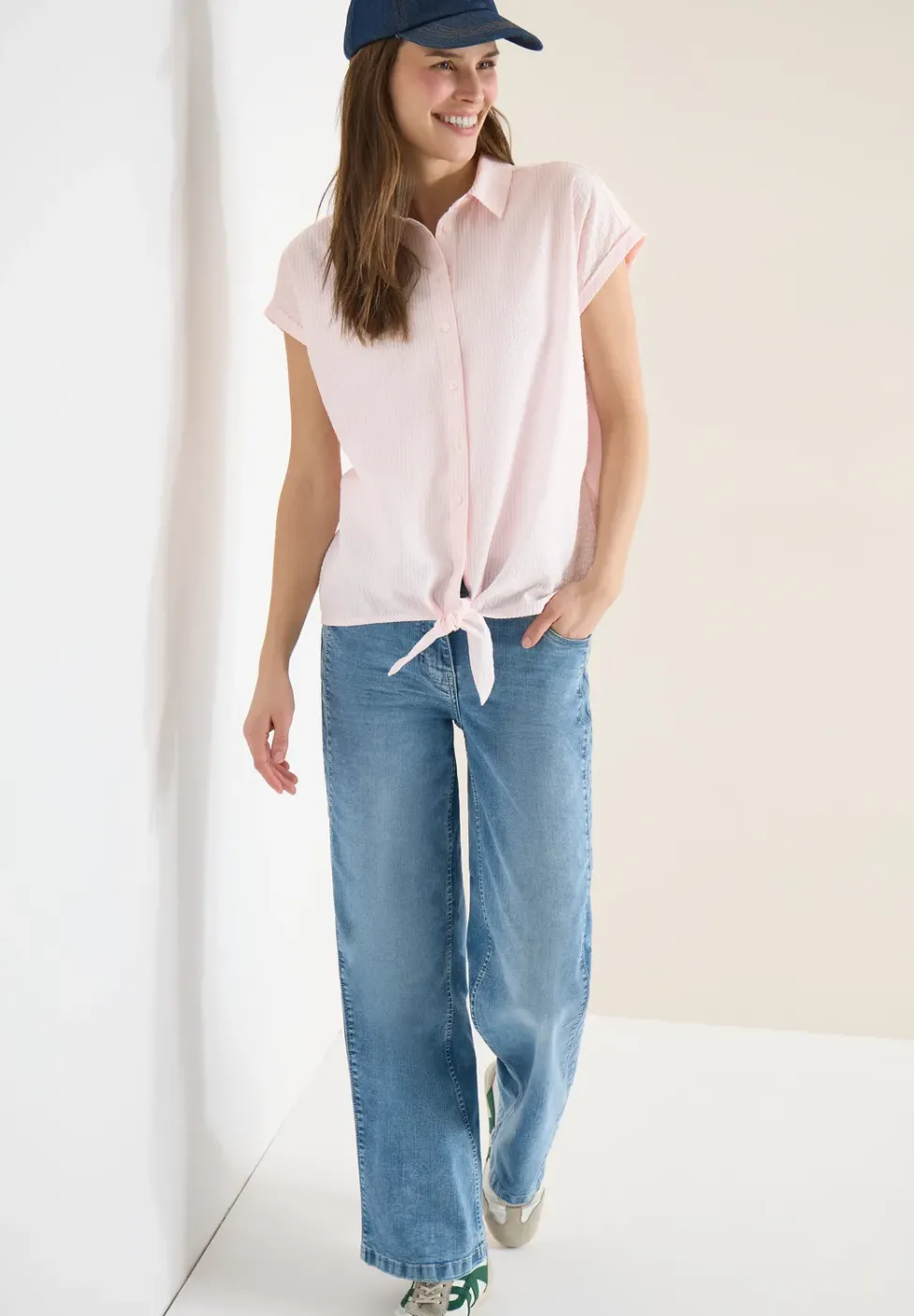 Bluse in Seersucker Qualität