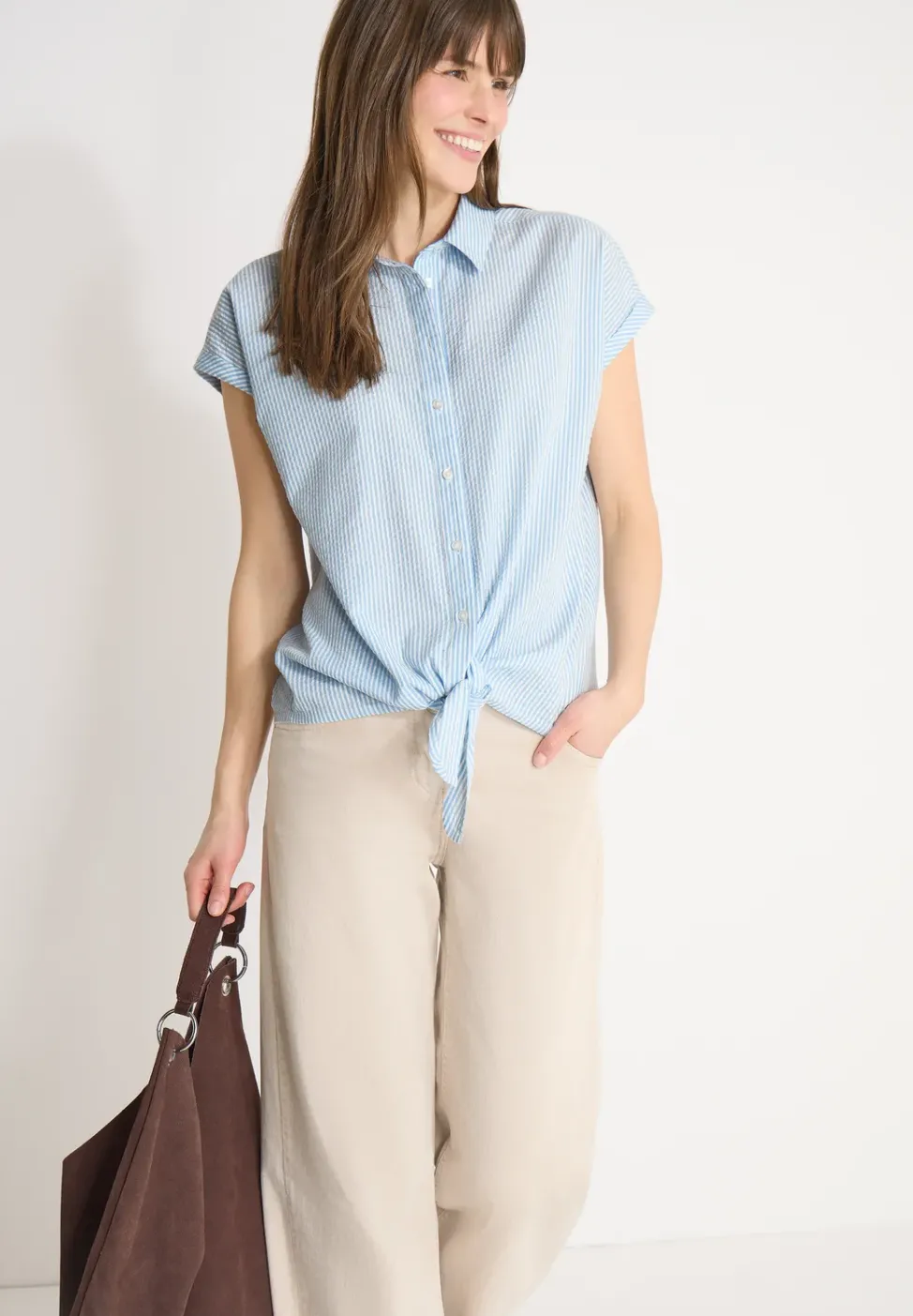 Bluse in Seersucker Qualität