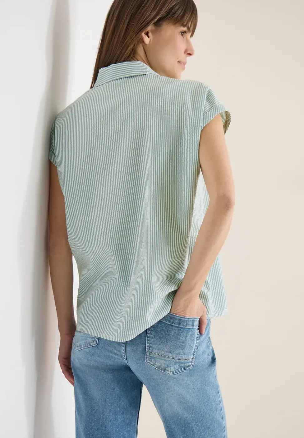 Bluse in Seersucker Qualität