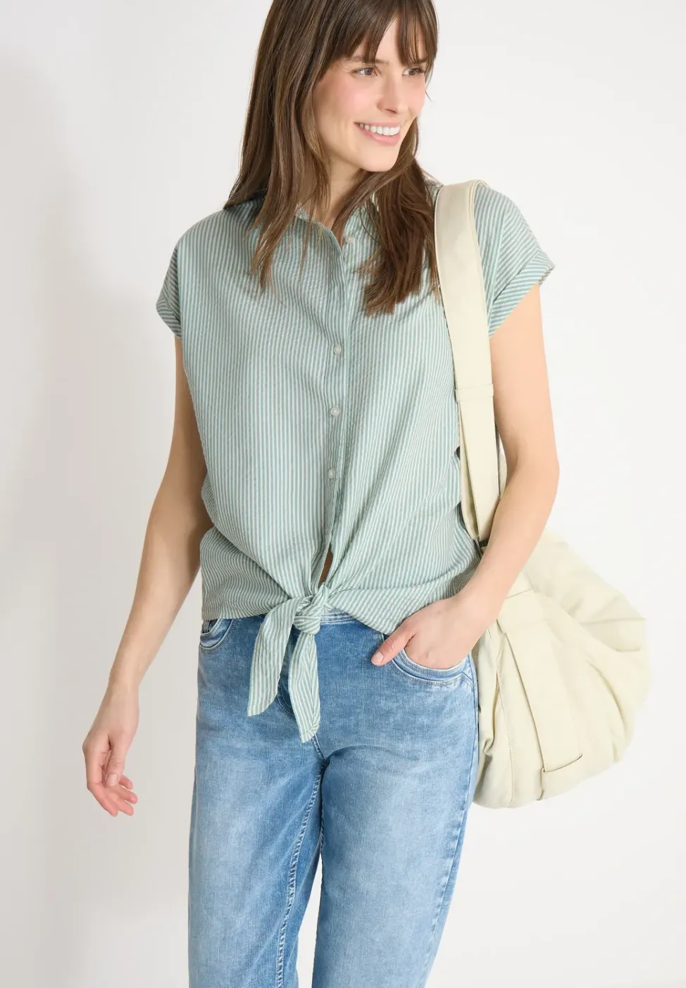 Bluse in Seersucker Qualität