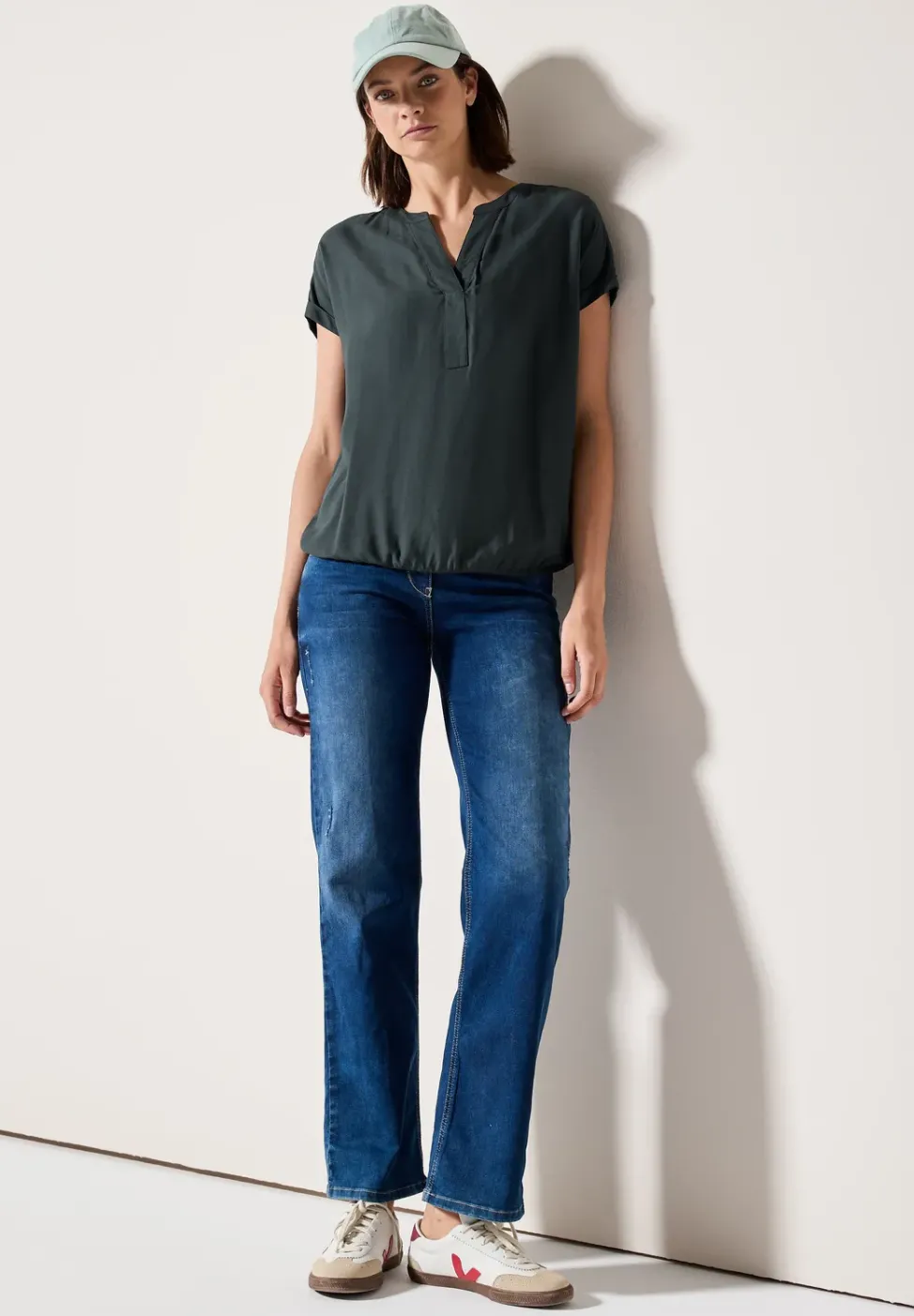 Bluse in Unifarbe