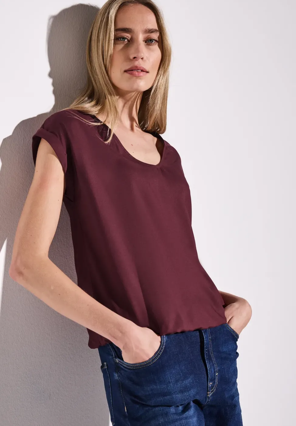 Bluse in Unifarbe