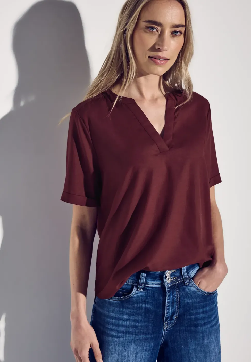 Bluse in Unifarbe