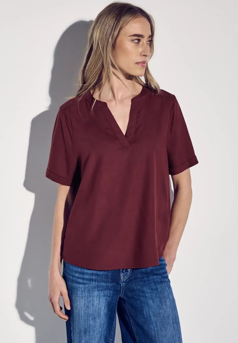 Bluse in Unifarbe