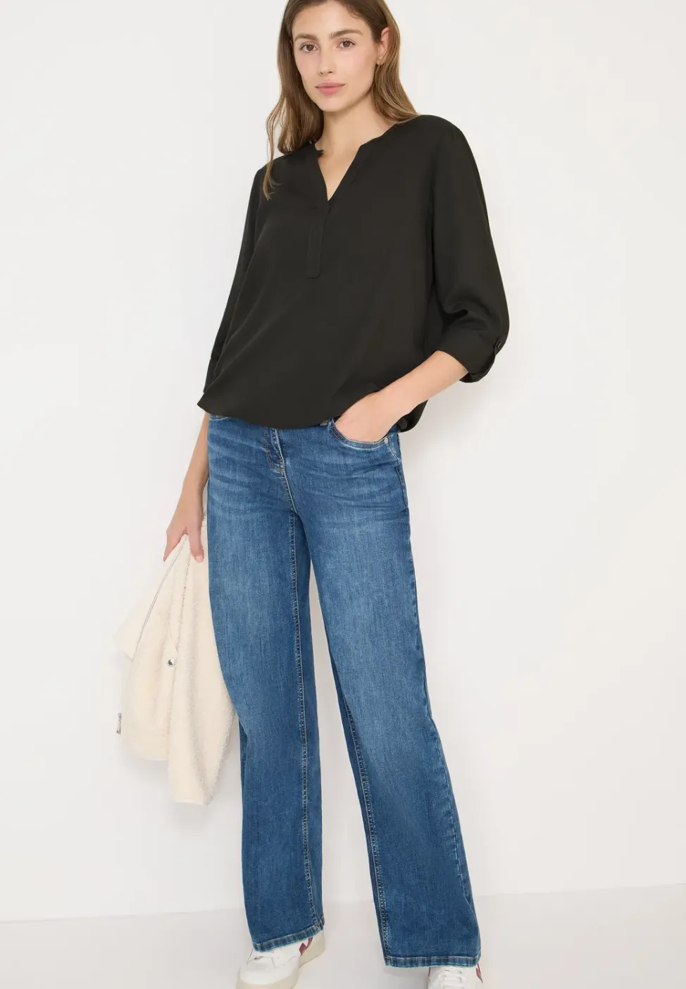 Bluse in Unifarbe