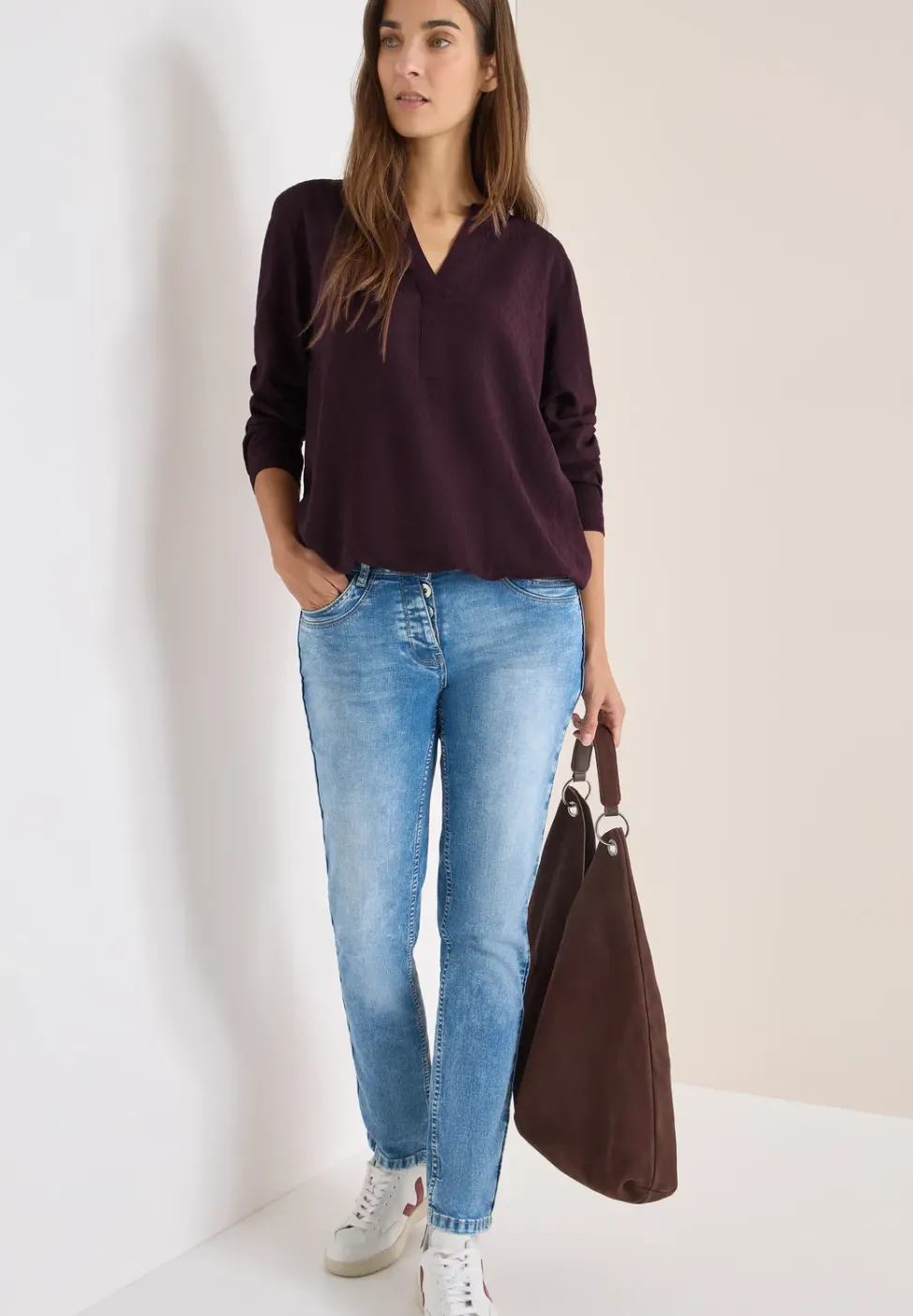 Bluse in Unifarbe