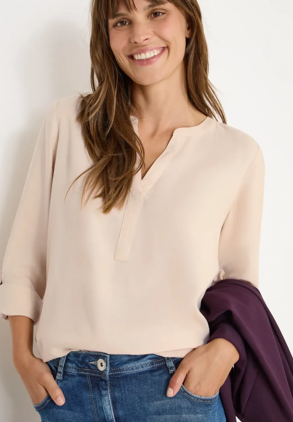 Bluse in Unifarbe