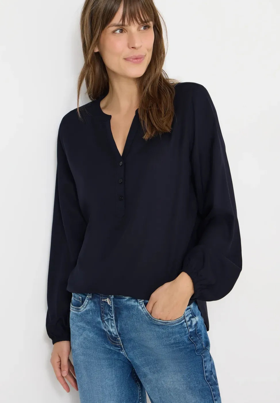 Bluse in Unifarbe