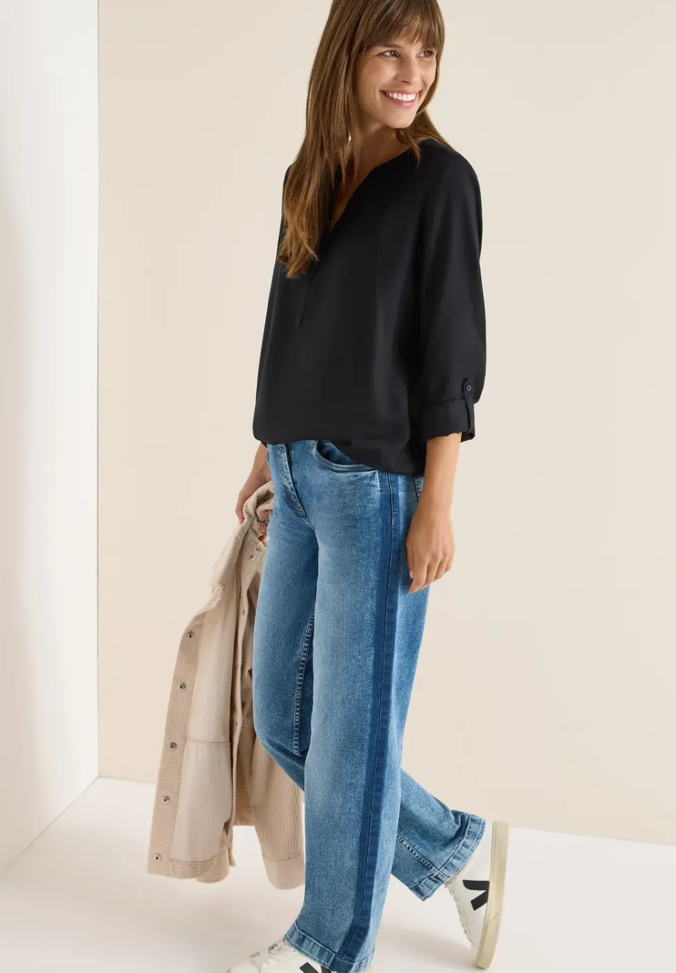 Bluse in Unifarbe