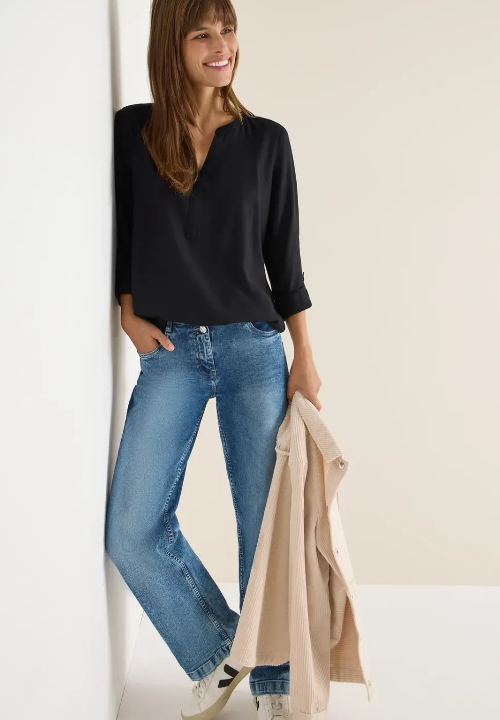 Bluse in Unifarbe