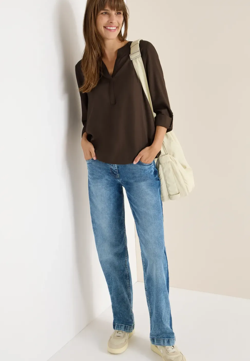 Bluse in Unifarbe