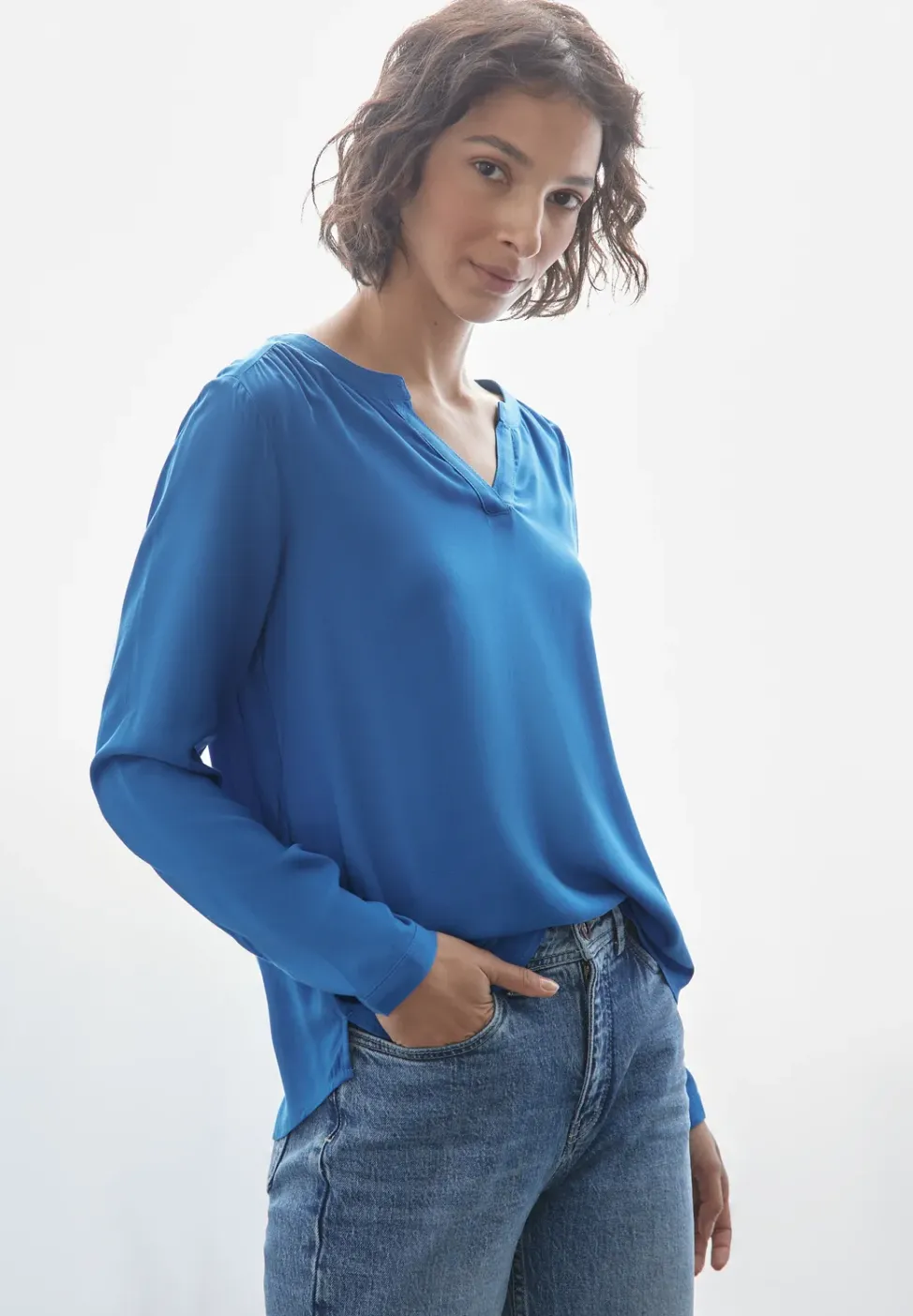 Bluse in Unifarbe