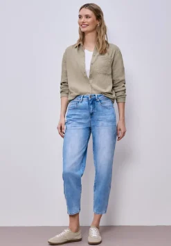 Bluse mit Hemdkragen aus Musselinstoff
