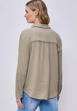 Bluse mit Hemdkragen aus Musselinstoff