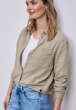 Bluse mit Hemdkragen aus Musselinstoff