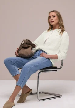 Bluse mit Hemdkragen aus Musselinstoff