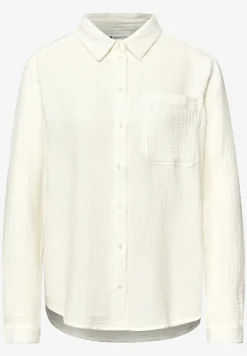 Bluse mit Hemdkragen aus Musselinstoff