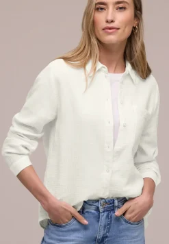 Bluse mit Hemdkragen aus Musselinstoff