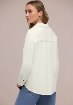 Bluse mit Hemdkragen aus Musselinstoff