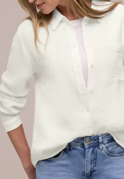 Bluse mit Hemdkragen aus Musselinstoff