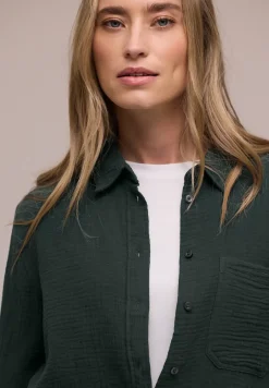 Bluse mit Hemdkragen aus Musselinstoff