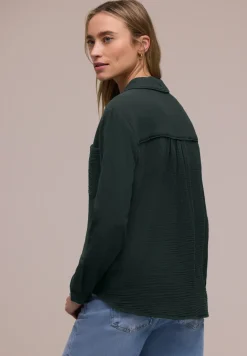 Bluse mit Hemdkragen aus Musselinstoff