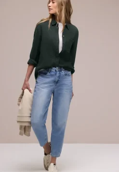 Bluse mit Hemdkragen aus Musselinstoff