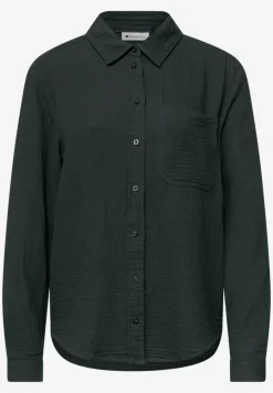 Bluse mit Hemdkragen aus Musselinstoff