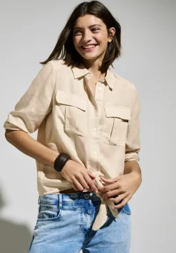 Bluse mit Knoten am Saum