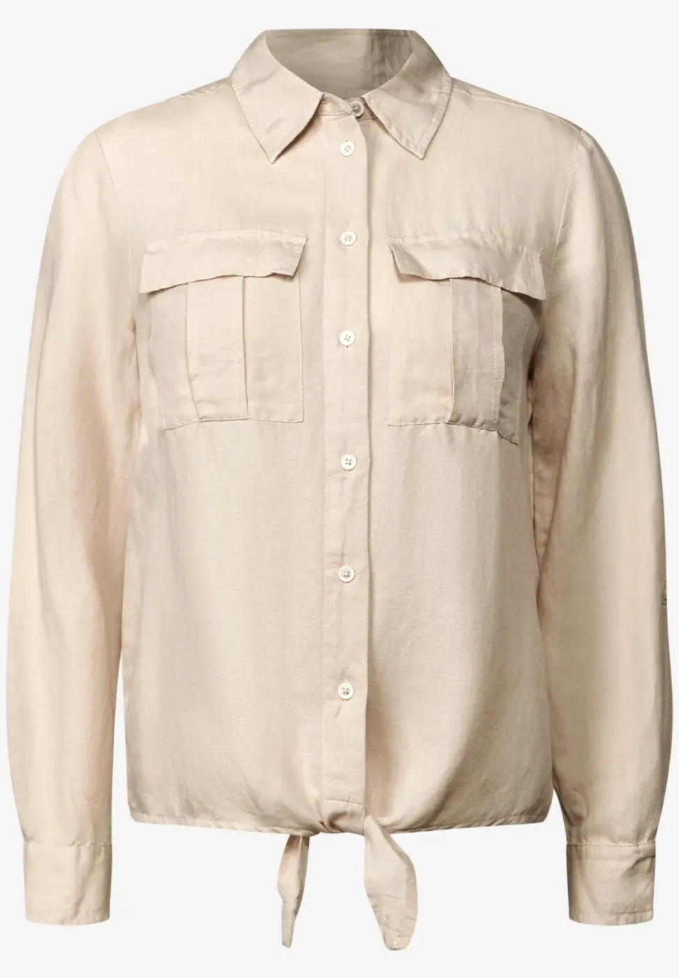 Bluse mit Knoten am Saum