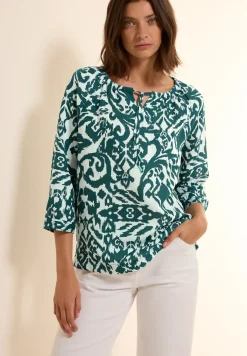 Bluse mit Leinenanteil