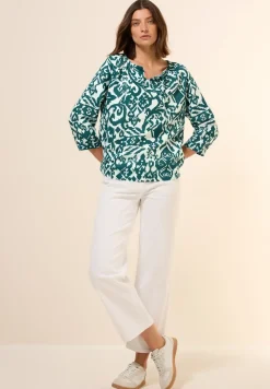 Bluse mit Leinenanteil