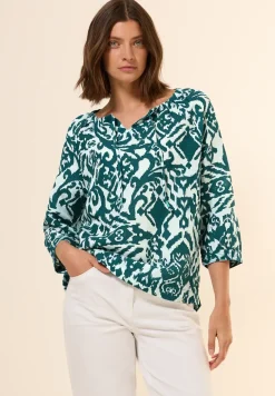 Bluse mit Leinenanteil