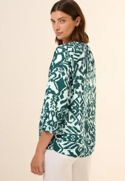 Bluse mit Leinenanteil