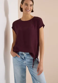 Bluse mit Rundhals und Knotendetail