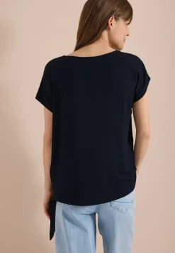 Bluse mit Rundhals und Knotendetail