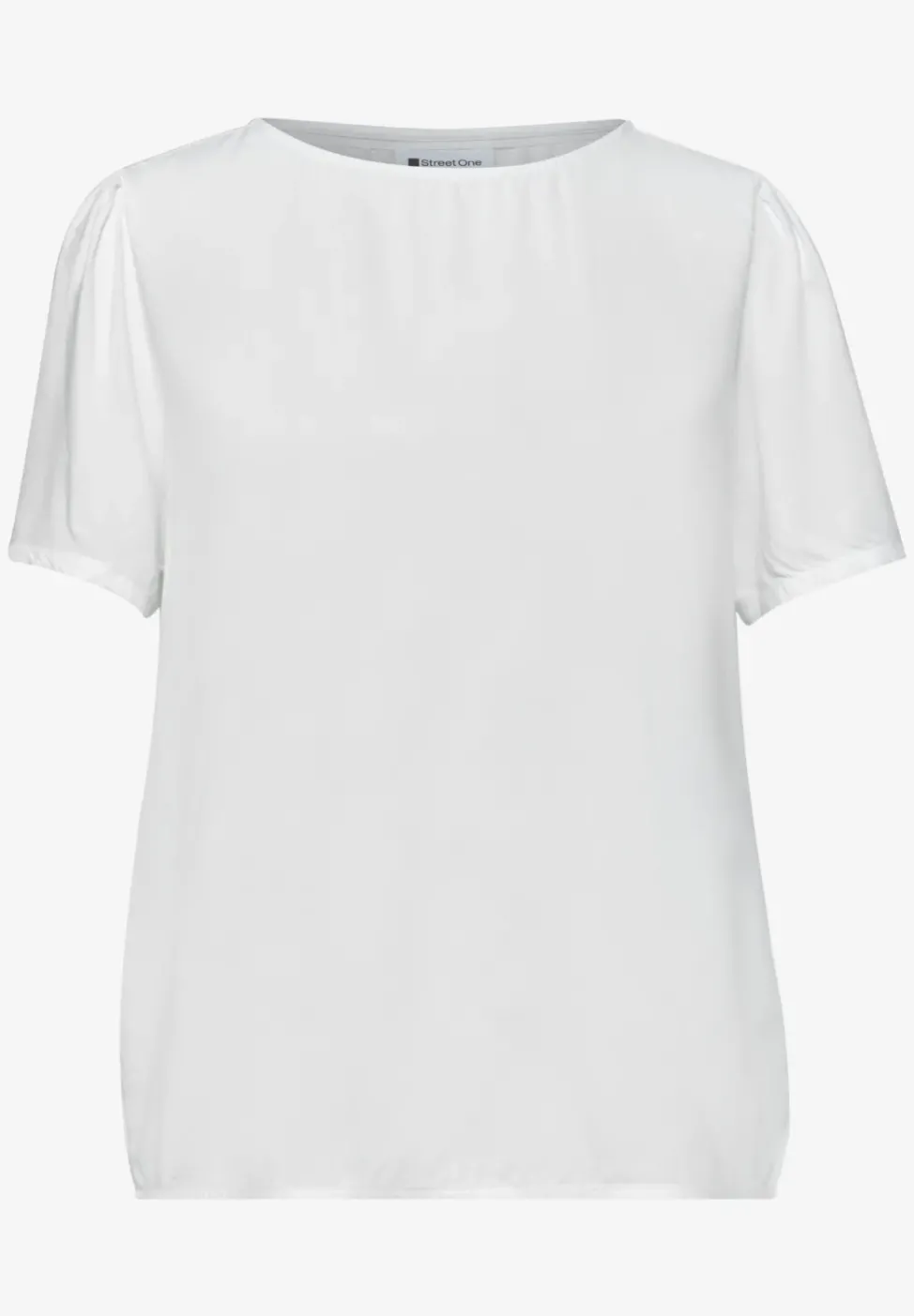 Bluse mit Rundhals und kurzen Puffärmeln