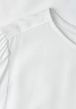 Bluse mit Rundhals und kurzen Puffärmeln
