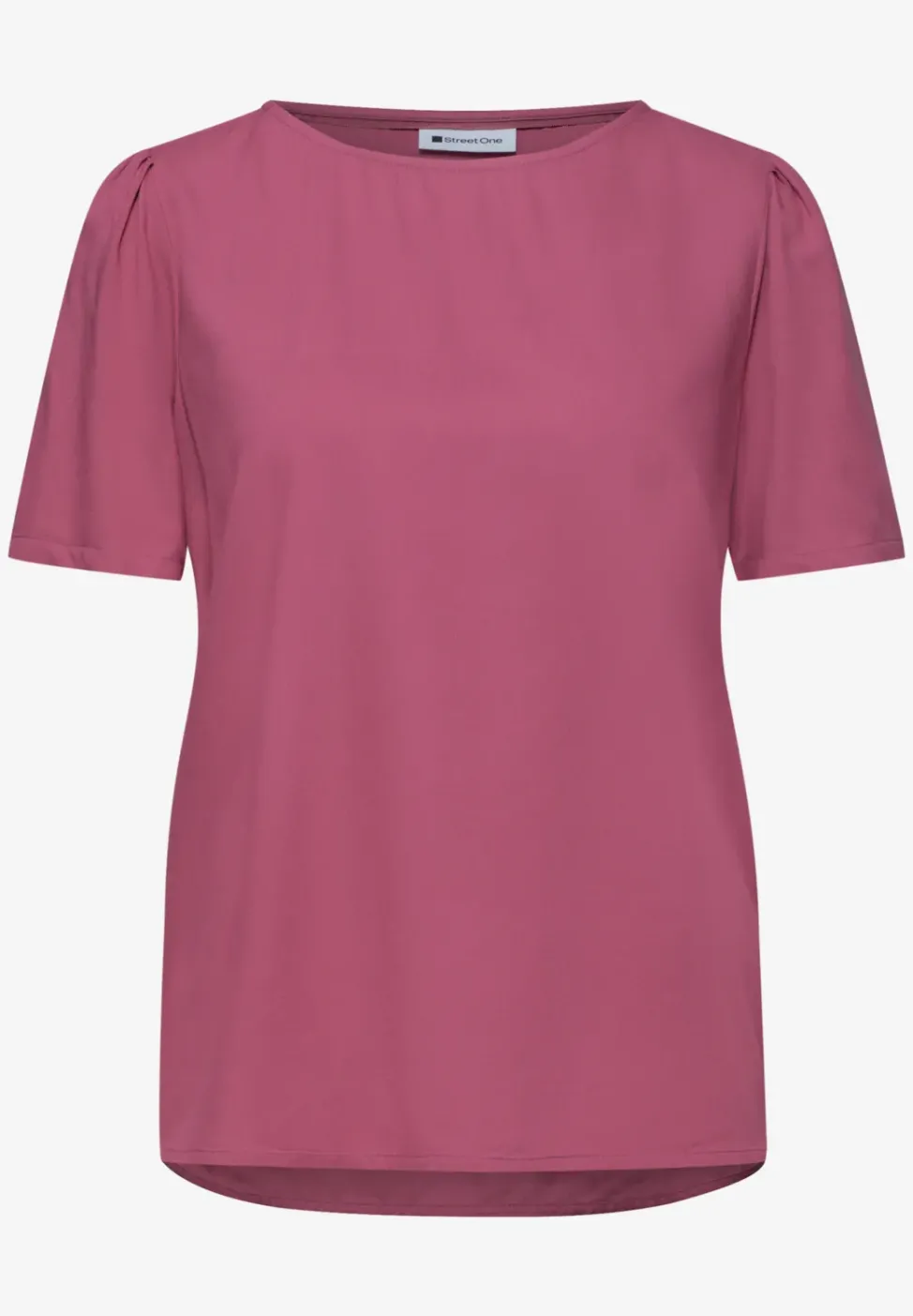 Bluse mit Rundhals und kurzen Puffärmeln