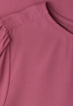 Bluse mit Rundhals und kurzen Puffärmeln