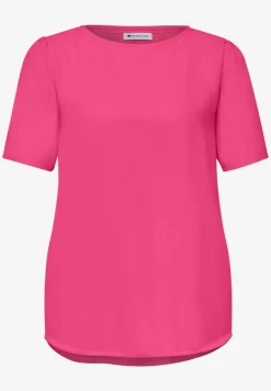 Bluse mit Rundhals und kurzen Puffärmeln