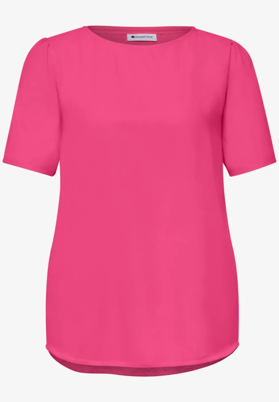 Bluse mit Rundhals und kurzen Puffärmeln