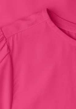 Bluse mit Rundhals und kurzen Puffärmeln