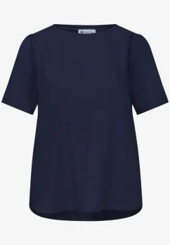 Bluse mit Rundhals und kurzen Puffärmeln