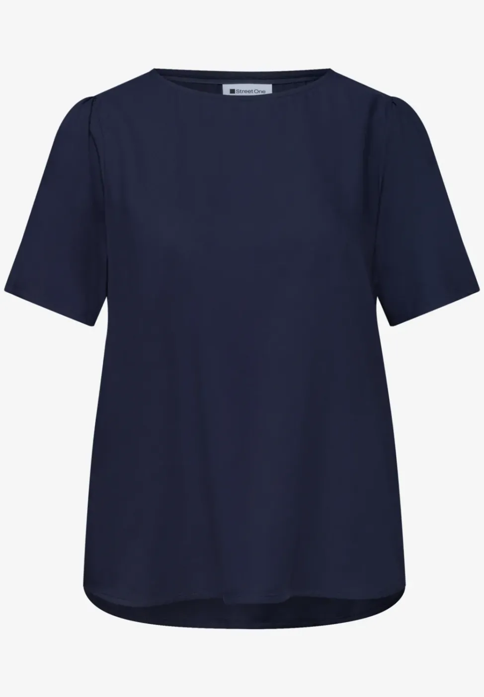 Bluse mit Rundhals und kurzen Puffärmeln