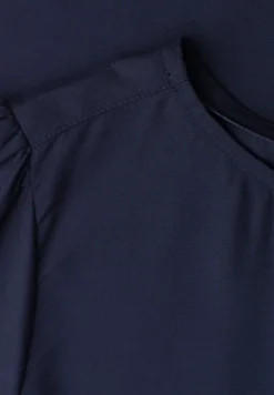 Bluse mit Rundhals und kurzen Puffärmeln